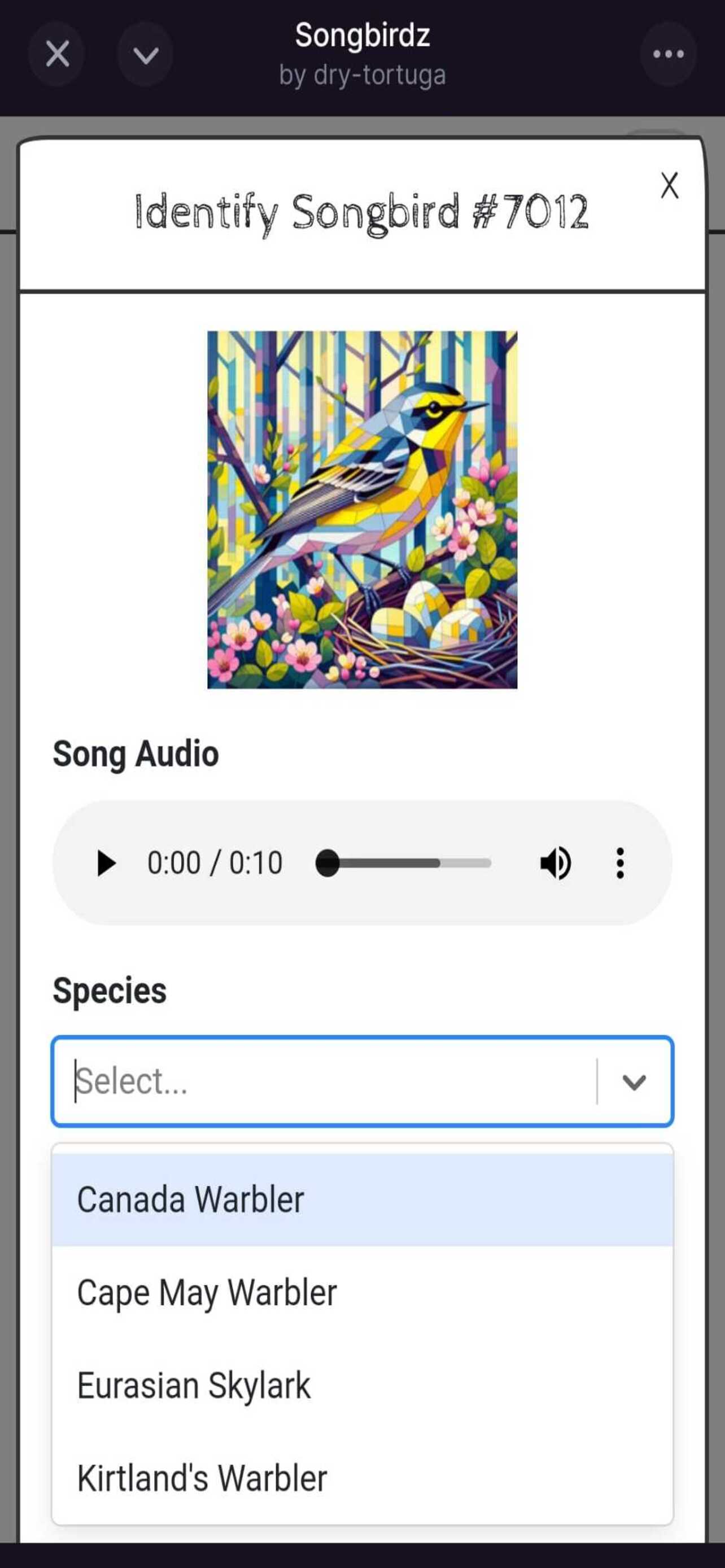 Songbirdz - Birding Onchain - Farcaster Mini Apps screenshot
