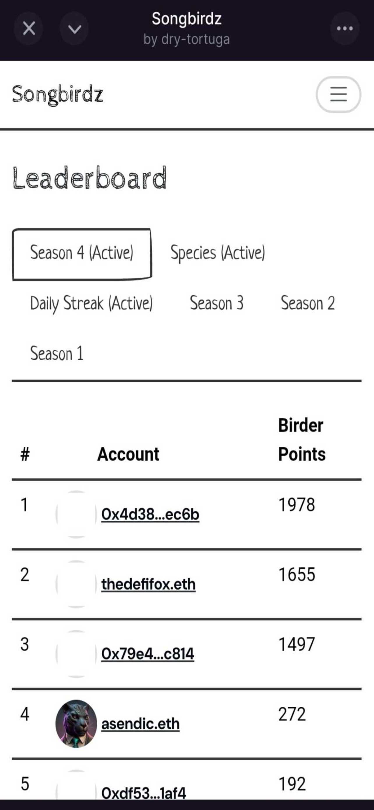 Songbirdz - Birding Onchain - Farcaster Mini Apps screenshot